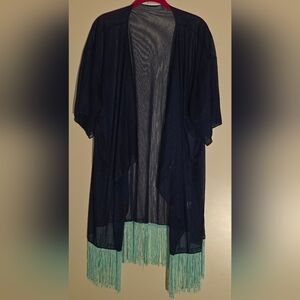LuLaRoe Navy Kimono with Fringe